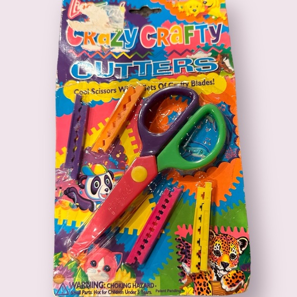 New In Package Vtg Lisa Frank Scissors Crazy Crafty Cutters 4 Blades Scissors - Picture 2 of 8